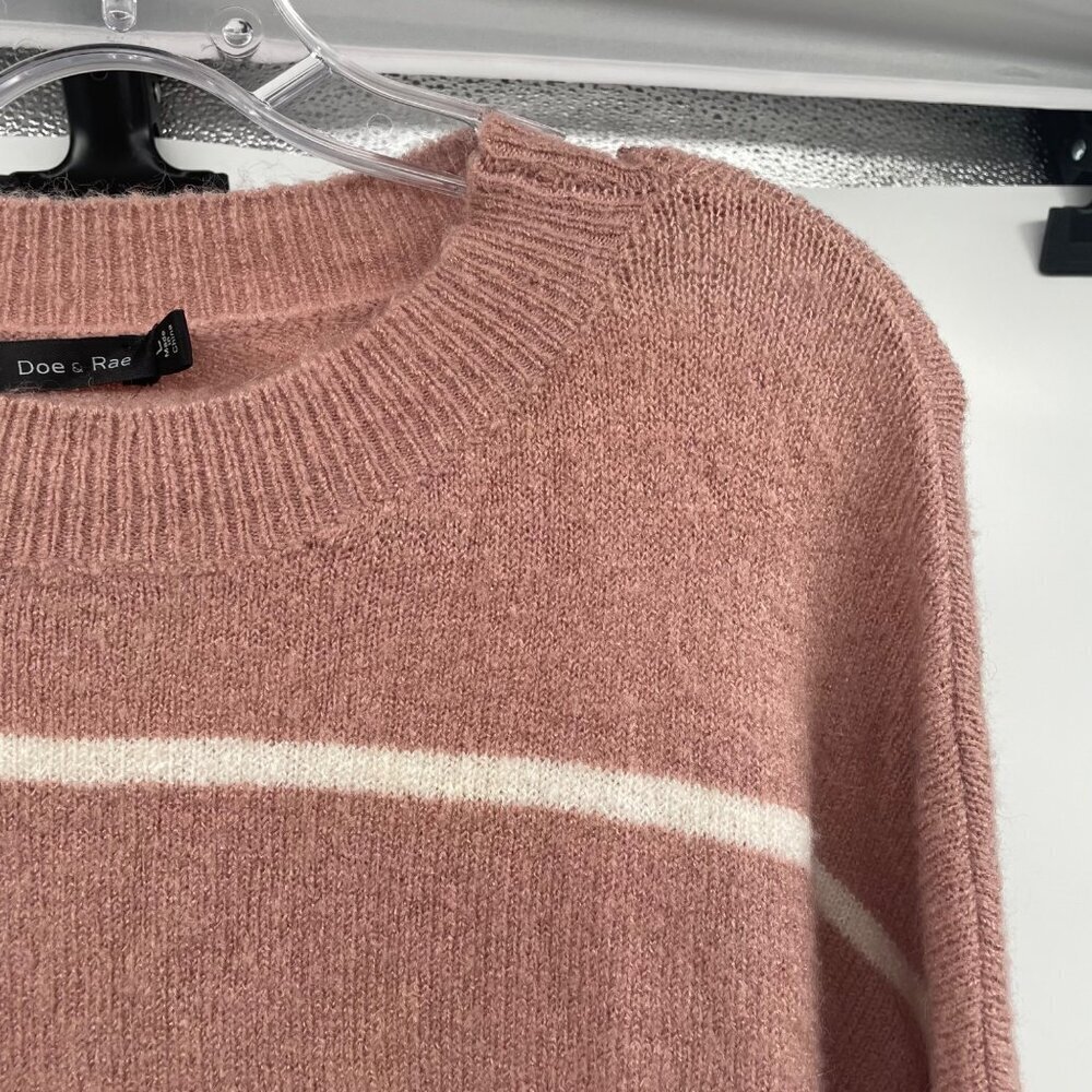 Doe & Rae Women's Striped Pullover Sweater Pink/White Size Large - Picture 4 of 9